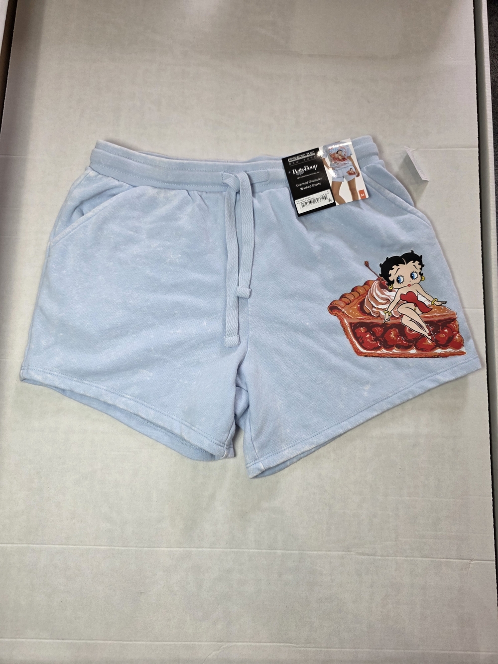 Freeze Light Blue Terry Athletic Shorts with Cartoon Patch